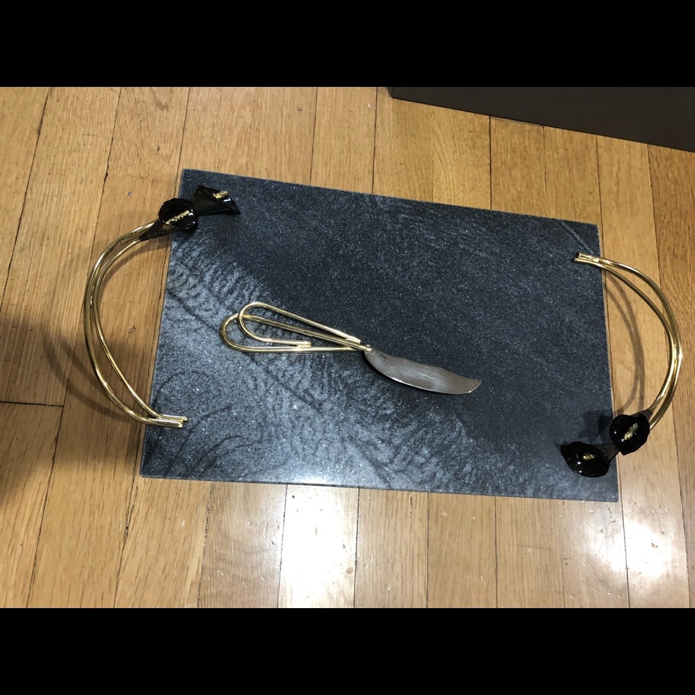 Michael Aram black marble cheese board with knife